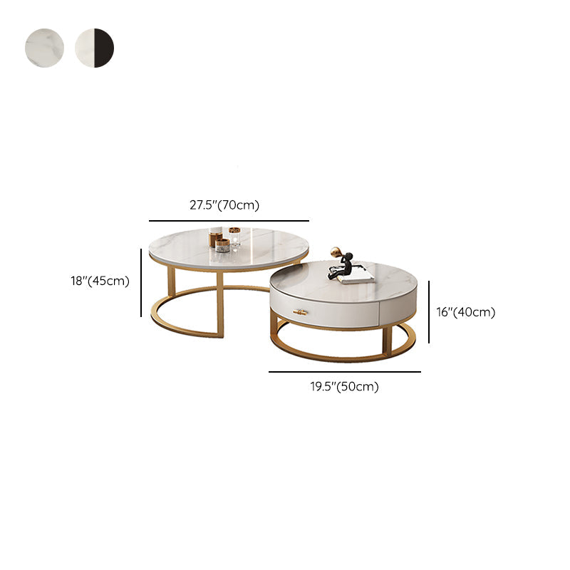 Frame Coffee Table White Slate Cocktail Table with Storage Drawers Clearhalo 'Coffee & Accent Tables' 'Coffee Tables' 'coffee_tables' 'furn' 'furn_coffee_tables' 'Furniture' 'Living Room Furniture' 7057674