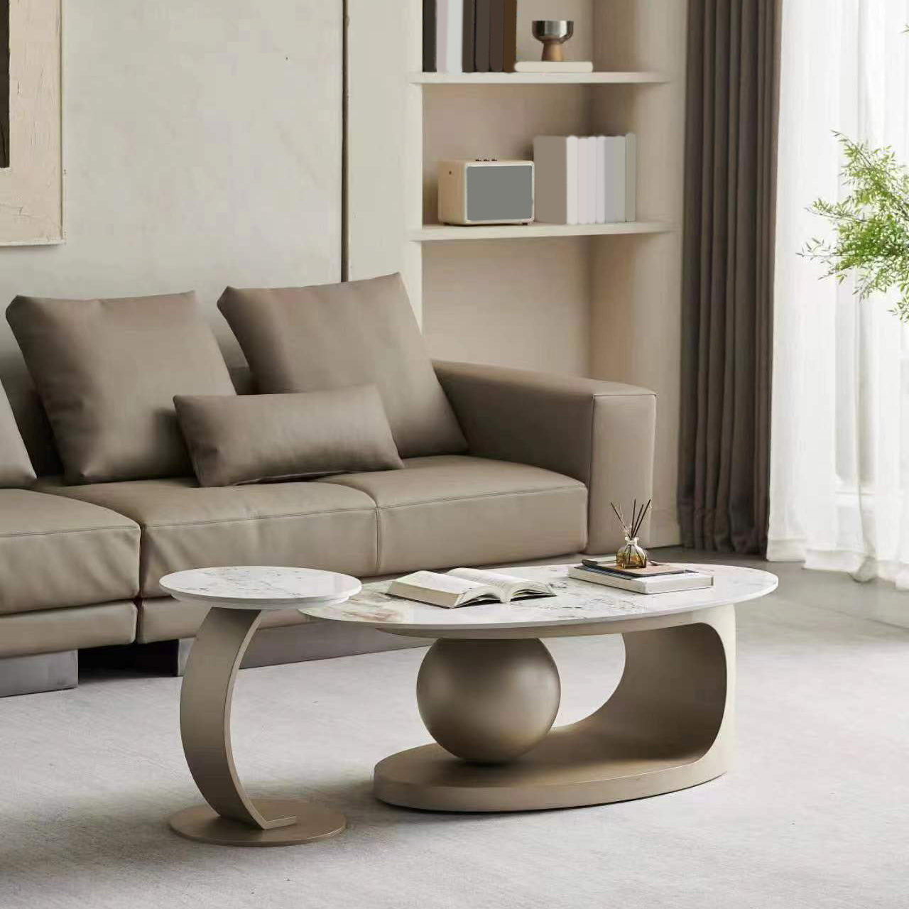 ストレージ付きの抽象石のコーヒーテーブル豪華な1シングルカクテルテーブル