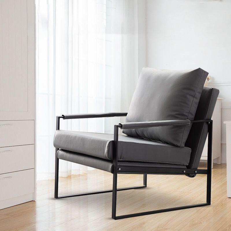 Industrial Square Arms Armchair Solid Color Accent Armchair for Living Room