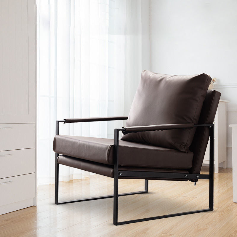 Industrial Square Arms Armchair Solid Color Accent Armchair for Living Room