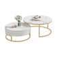 Glass Top Frame Coffee Table Round Nesting Coffee Table Set with Drawer Stone 1 Clearhalo 'Coffee & Accent Tables' 'Coffee Tables' 'coffee_tables' 'furn' 'furn_coffee_tables' 'Furniture' 'Living Room Furniture' 7057869