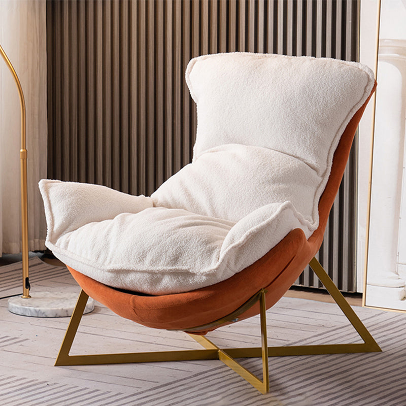 Glam Cross Side Chair Armless Gold Base Side Chair for Living Room White Orange Flannel 1 Piece Clearhalo 'Accent Chairs' 'accent_chairs' 'Chairs & Seating' 'furn' 'furn_accent_chairs' 'Furniture' 'Living Room Furniture' 7058039