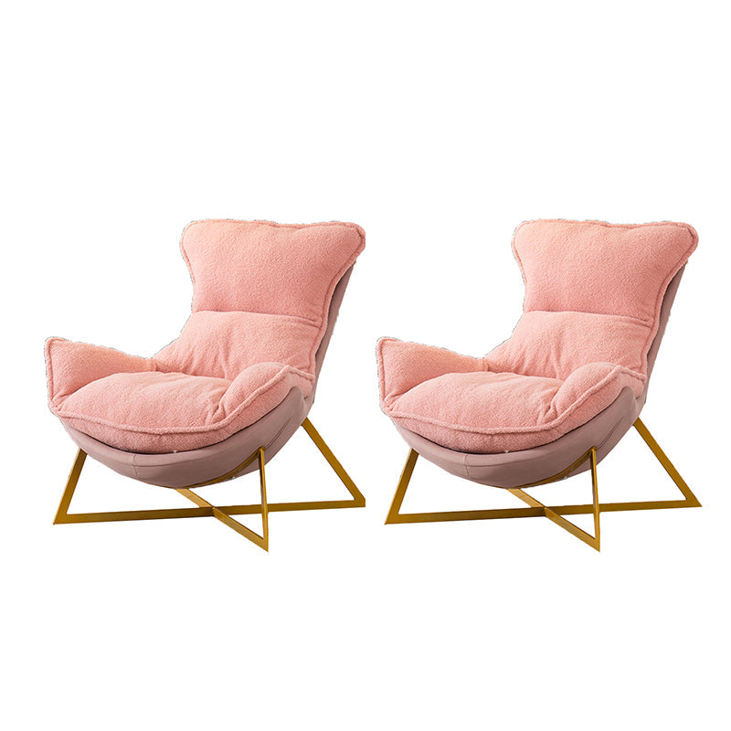 Glam Cross Side Chair Armless Gold Base Side Chair for Living Room Pink Tech Cloth 2 Piece Set Clearhalo 'Accent Chairs' 'accent_chairs' 'Chairs & Seating' 'furn' 'furn_accent_chairs' 'Furniture' 'Living Room Furniture' 7058047