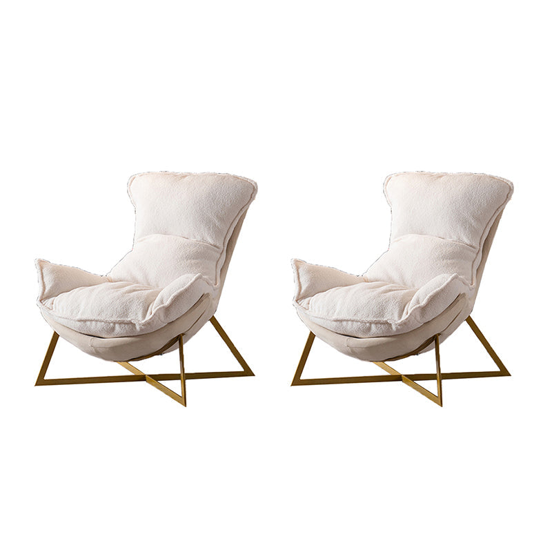 Glam Cross Side Chair Armless Gold Base Side Chair for Living Room White Flannel 2 Piece Set Clearhalo 'Accent Chairs' 'accent_chairs' 'Chairs & Seating' 'furn' 'furn_accent_chairs' 'Furniture' 'Living Room Furniture' 7058049