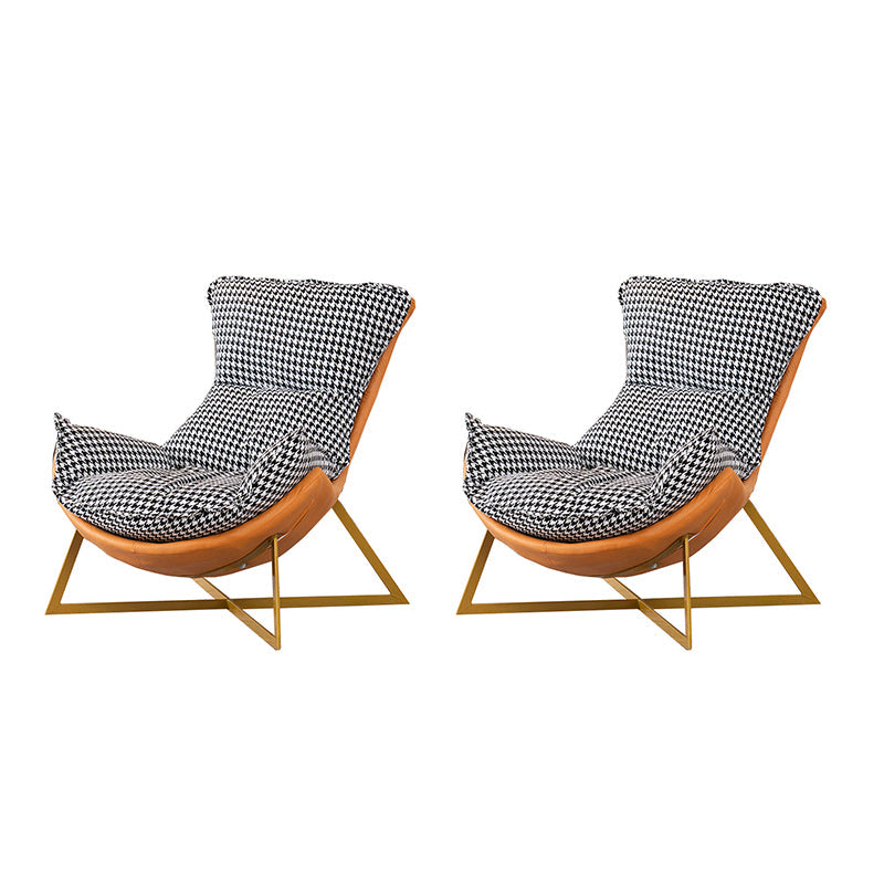 Glam Cross Side Chair Armless Gold Base Side Chair for Living Room Orange Houndstooth Tech Cloth 2 Piece Set Clearhalo 'Accent Chairs' 'accent_chairs' 'Chairs & Seating' 'furn' 'furn_accent_chairs' 'Furniture' 'Living Room Furniture' 7058056
