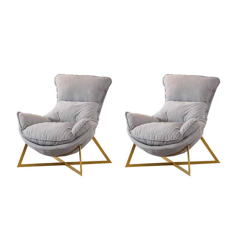 Glam Cross Side Chair Armless Gold Base Side Chair for Living Room Grey Flannel 2 Piece Set Clearhalo 'Accent Chairs' 'accent_chairs' 'Chairs & Seating' 'furn' 'furn_accent_chairs' 'Furniture' 'Living Room Furniture' 7058058