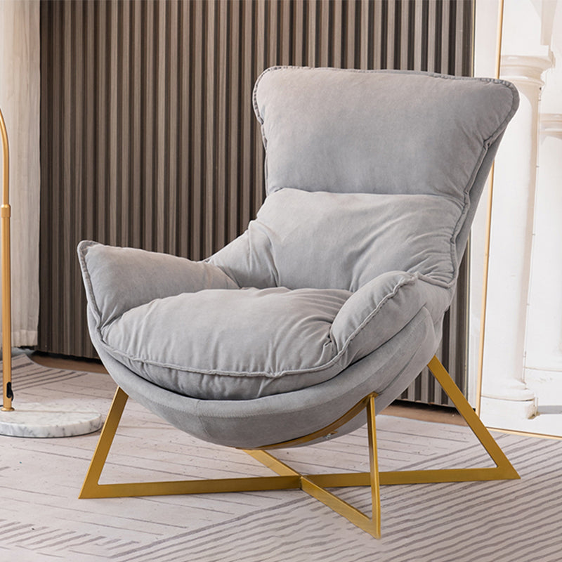 Glam Cross Side Chair Armless Gold Base Side Chair for Living Room Grey Flannel 1 Piece Clearhalo 'Accent Chairs' 'accent_chairs' 'Chairs & Seating' 'furn' 'furn_accent_chairs' 'Furniture' 'Living Room Furniture' 7058059