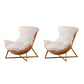 Glam Cross Side Chair Armless Gold Base Side Chair for Living Room White Orange Tech Cloth 2 Piece Set Clearhalo 'Accent Chairs' 'accent_chairs' 'Chairs & Seating' 'furn' 'furn_accent_chairs' 'Furniture' 'Living Room Furniture' 7058060