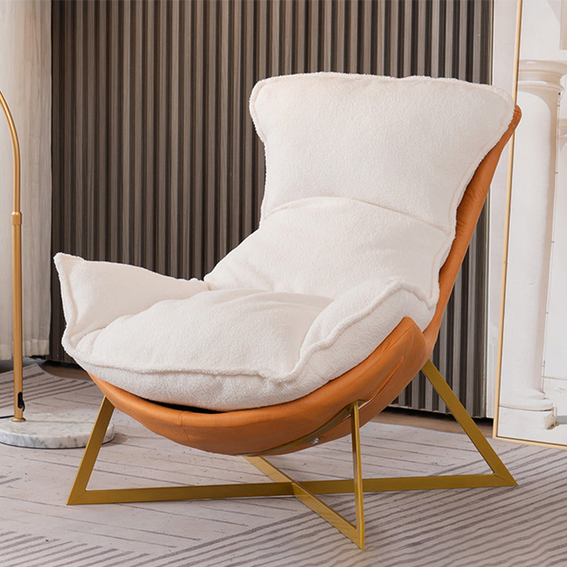 Glam Cross Side Chair Armless Gold Base Side Chair for Living Room White Orange Tech Cloth 1 Piece Clearhalo 'Accent Chairs' 'accent_chairs' 'Chairs & Seating' 'furn' 'furn_accent_chairs' 'Furniture' 'Living Room Furniture' 7058063
