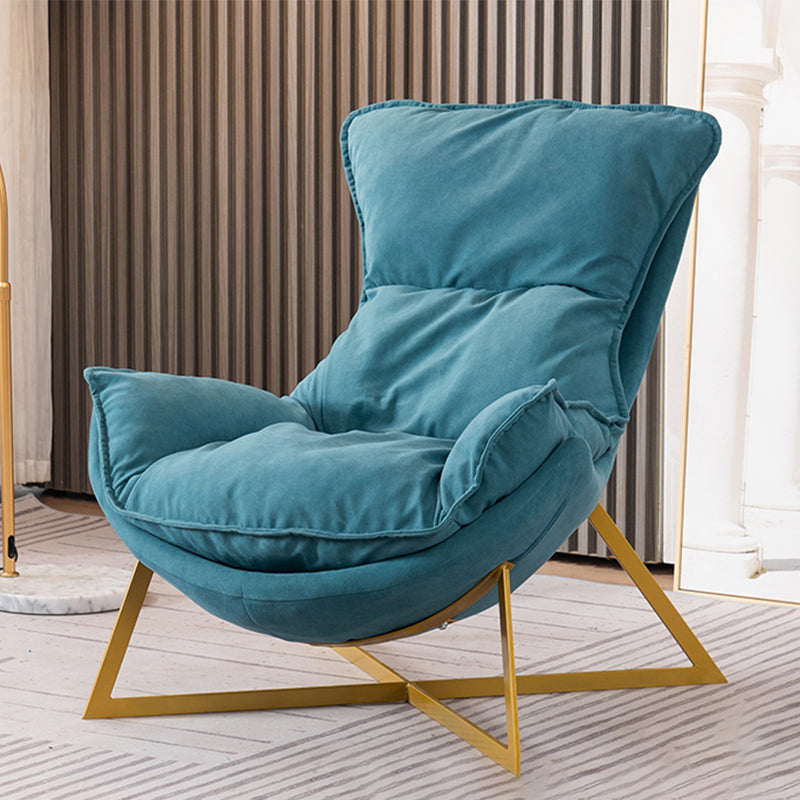 Glam Cross Side Chair Armless Gold Base Side Chair for Living Room Water Blue Flannel 1 Piece Clearhalo 'Accent Chairs' 'accent_chairs' 'Chairs & Seating' 'furn' 'furn_accent_chairs' 'Furniture' 'Living Room Furniture' 7058065