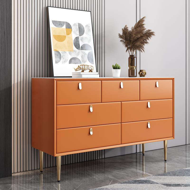 Classic Glam Storage Chest Stone Dresser with 5/6/7 Drawers , 15.6 Inch Width 59"L x 16"W x 30"H Orange Clearhalo 'Bedroom Furniture' 'Dressers & Chests' 'dressers_chests' 'furn' 'furn_dressers_chests' 'Furniture' 7060491
