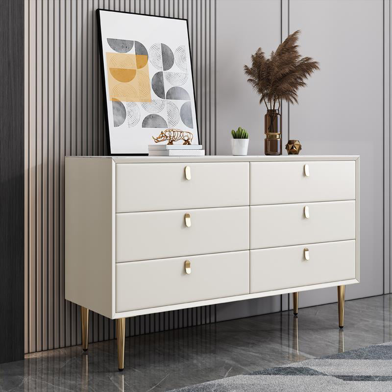 Classic Glam Storage Chest Stone Dresser with 5/6/7 Drawers , 15.6 Inch Width 47"L x 16"W x 30"H Off-White Clearhalo 'Bedroom Furniture' 'Dressers & Chests' 'dressers_chests' 'furn' 'furn_dressers_chests' 'Furniture' 7060494