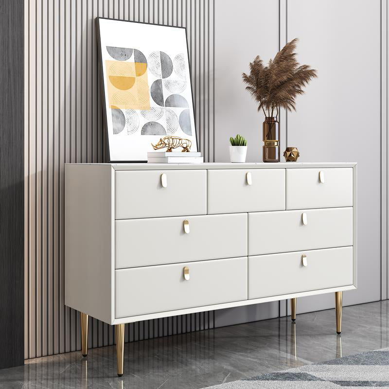 Classic Glam Storage Chest Stone Dresser with 5/6/7 Drawers , 15.6 Inch Width 59"L x 16"W x 30"H Off-White Clearhalo 'Bedroom Furniture' 'Dressers & Chests' 'dressers_chests' 'furn' 'furn_dressers_chests' 'Furniture' 7060497