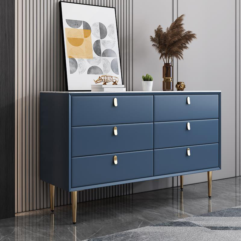 Classic Glam Storage Chest Stone Dresser with 5/6/7 Drawers , 15.6 Inch Width 47"L x 16"W x 30"H Blue Clearhalo 'Bedroom Furniture' 'Dressers & Chests' 'dressers_chests' 'furn' 'furn_dressers_chests' 'Furniture' 7060500