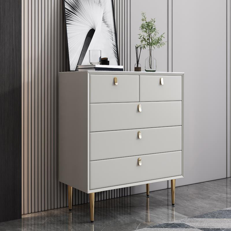 Classic Glam Storage Chest Stone Dresser with 5/6/7 Drawers , 15.6 Inch Width 31"L x 16"W x 37"H Grey Clearhalo 'Bedroom Furniture' 'Dressers & Chests' 'dressers_chests' 'furn' 'furn_dressers_chests' 'Furniture' 7060510