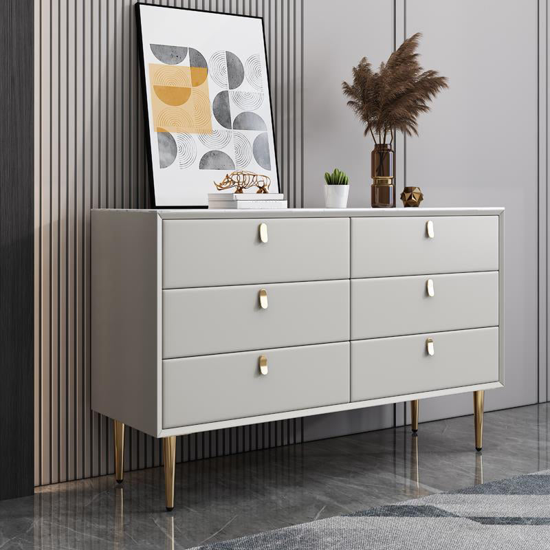 Classic Glam Storage Chest Stone Dresser with 5/6/7 Drawers , 15.6 Inch Width 47"L x 16"W x 30"H Grey Clearhalo 'Bedroom Furniture' 'Dressers & Chests' 'dressers_chests' 'furn' 'furn_dressers_chests' 'Furniture' 7060511