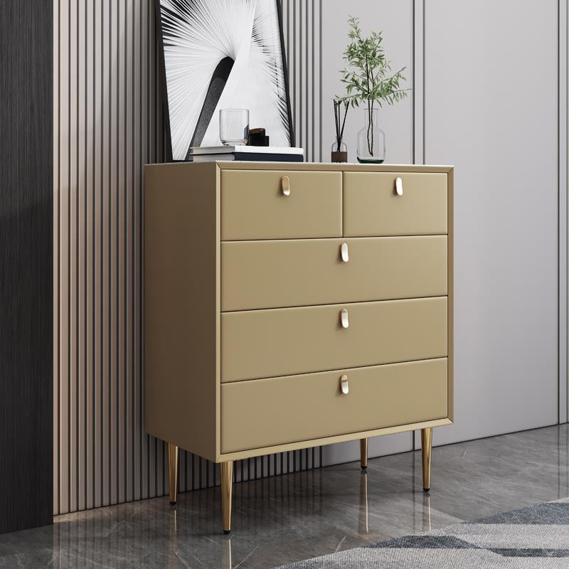 Classic Glam Storage Chest Stone Dresser with 5/6/7 Drawers , 15.6 Inch Width 31"L x 16"W x 37"H Khaki Clearhalo 'Bedroom Furniture' 'Dressers & Chests' 'dressers_chests' 'furn' 'furn_dressers_chests' 'Furniture' 7060513