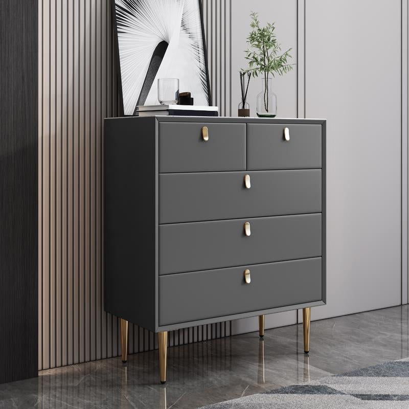 Classic Glam Storage Chest Stone Dresser with 5/6/7 Drawers , 15.6 Inch Width 31"L x 16"W x 37"H Dark Gray Clearhalo 'Bedroom Furniture' 'Dressers & Chests' 'dressers_chests' 'furn' 'furn_dressers_chests' 'Furniture' 7060516