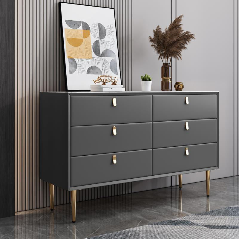 Classic Glam Storage Chest Stone Dresser with 5/6/7 Drawers , 15.6 Inch Width 47"L x 16"W x 30"H Dark Gray Clearhalo 'Bedroom Furniture' 'Dressers & Chests' 'dressers_chests' 'furn' 'furn_dressers_chests' 'Furniture' 7060517