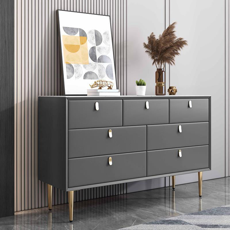 Classic Glam Storage Chest Stone Dresser with 5/6/7 Drawers , 15.6 Inch Width 59"L x 16"W x 30"H Dark Gray Clearhalo 'Bedroom Furniture' 'Dressers & Chests' 'dressers_chests' 'furn' 'furn_dressers_chests' 'Furniture' 7060518