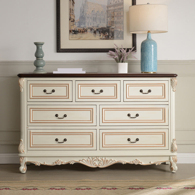 Cómoda de almacenamiento tradicional de madera maciza con 4/5/6/7 cajones