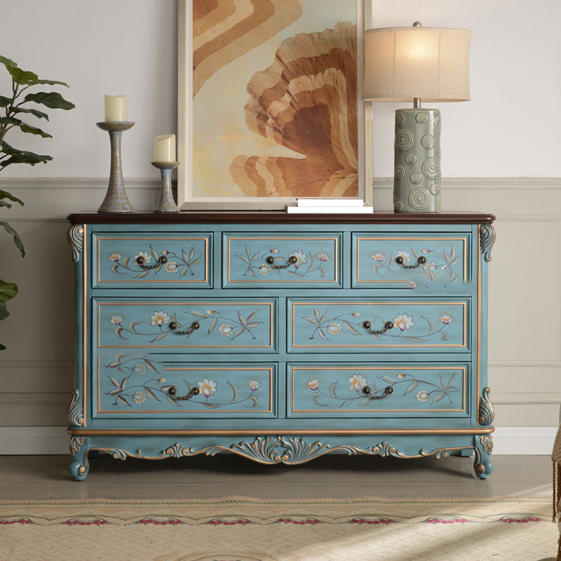 Cómoda de almacenamiento tradicional de madera maciza con 4/5/6/7 cajones