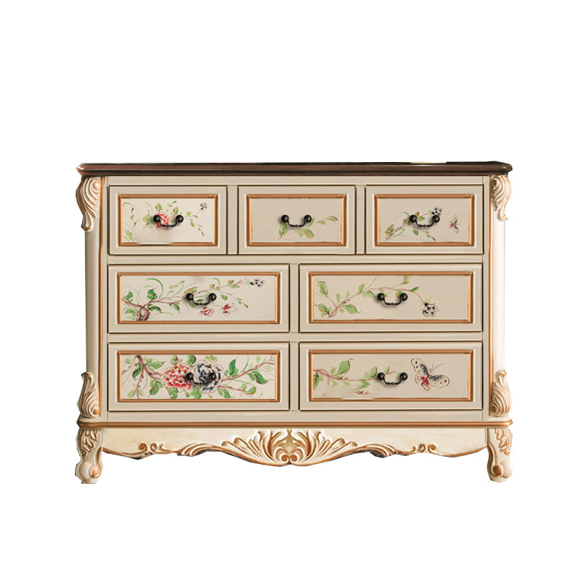 Cómoda de almacenamiento tradicional de madera maciza con 4/5/6/7 cajones