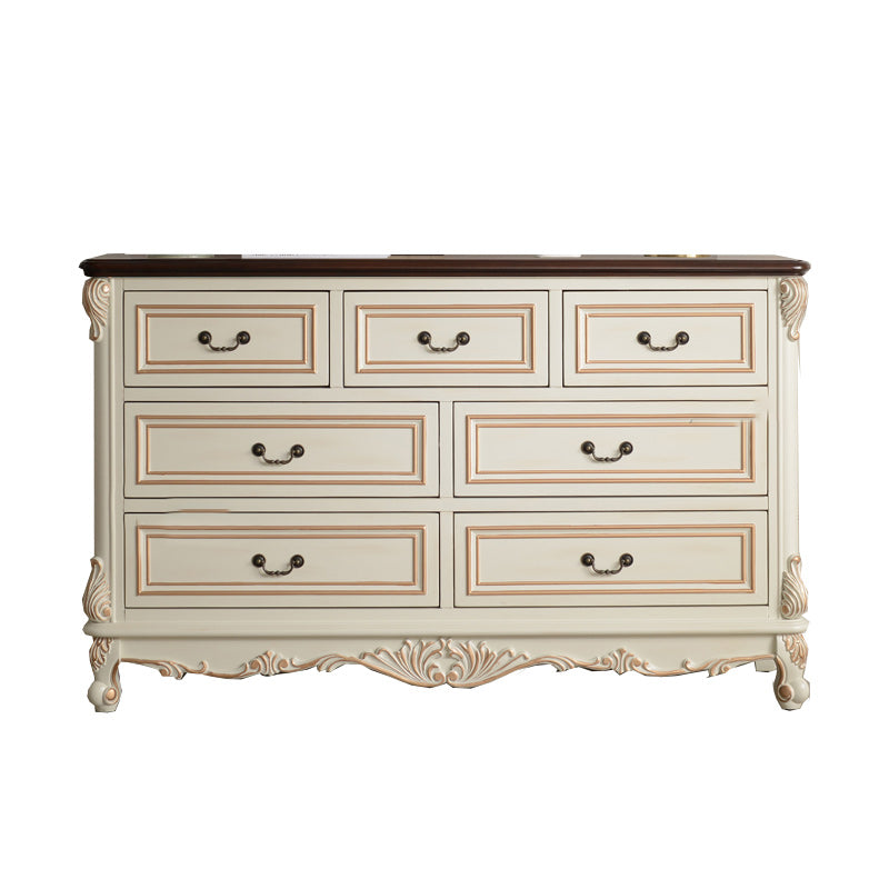 Cómoda de almacenamiento tradicional de madera maciza con 4/5/6/7 cajones
