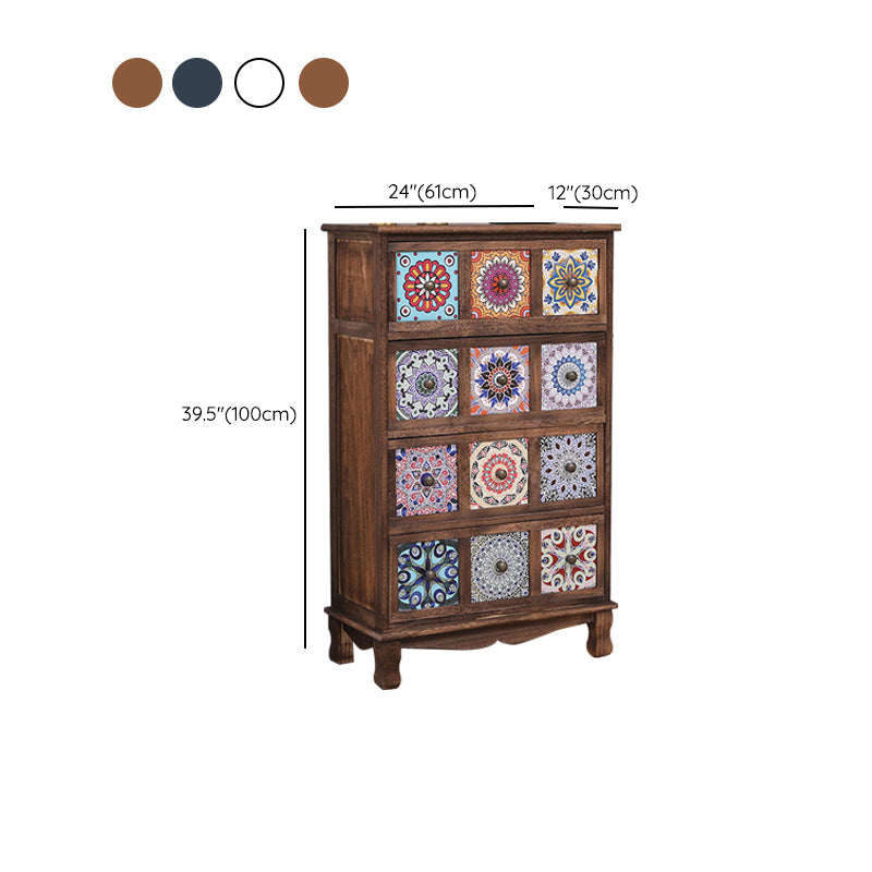 Coastal Storage Chest Solid Wood Dresser with 3/4/5/6 Drawers , 11.7 Inch Width