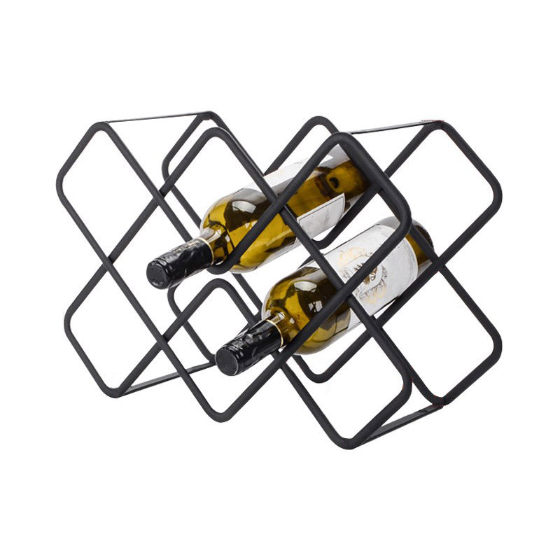Modern Simple Tabletop Wine Rack Metal Black Wine Bottle Rack voor keuken