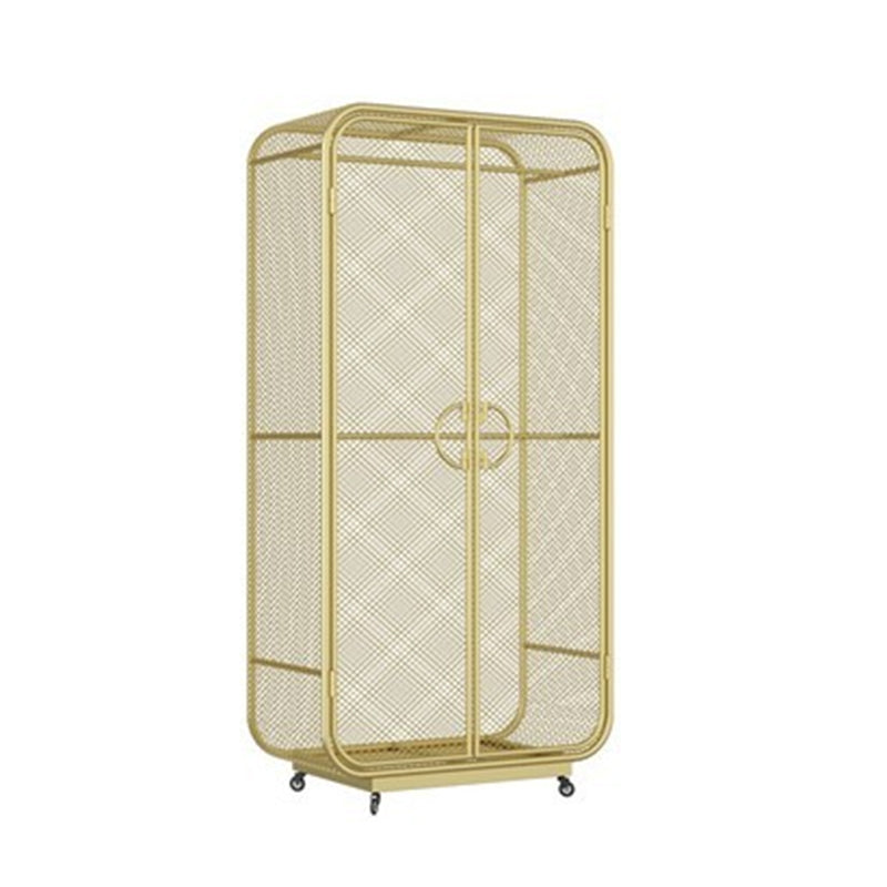 Modern Style Wardrobe Closet Metal Wardrobe Cabinet for Bedroom 37"L x 20"W x 75"H Black-Gold Clearhalo 'Armoires & Wardrobes' 'armoires_wardrobes' 'Bedroom Furniture' 'furn' 'furn_armoires_wardrobes' 'Furniture' 7061454