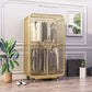 Modern Style Wardrobe Closet Metal Wardrobe Cabinet for Bedroom 50"L x 20"W x 75"H Black-Gold Clearhalo 'Armoires & Wardrobes' 'armoires_wardrobes' 'Bedroom Furniture' 'furn' 'furn_armoires_wardrobes' 'Furniture' 7061455