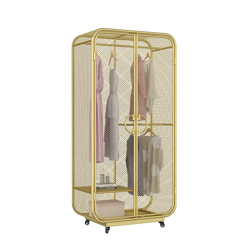 Modern Style Wardrobe Closet Metal Wardrobe Cabinet for Bedroom Dark Gold Clearhalo 'Armoires & Wardrobes' 'armoires_wardrobes' 'Bedroom Furniture' 'furn' 'furn_armoires_wardrobes' 'Furniture' 7061457