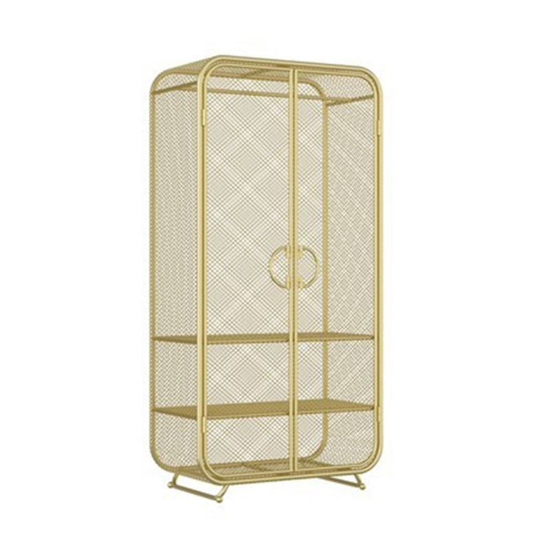 Modern Style Wardrobe Closet Metal Wardrobe Cabinet for Bedroom 31.5"L x 20"W x 75"H Metallic Clearhalo 'Armoires & Wardrobes' 'armoires_wardrobes' 'Bedroom Furniture' 'furn' 'furn_armoires_wardrobes' 'Furniture' 7061463