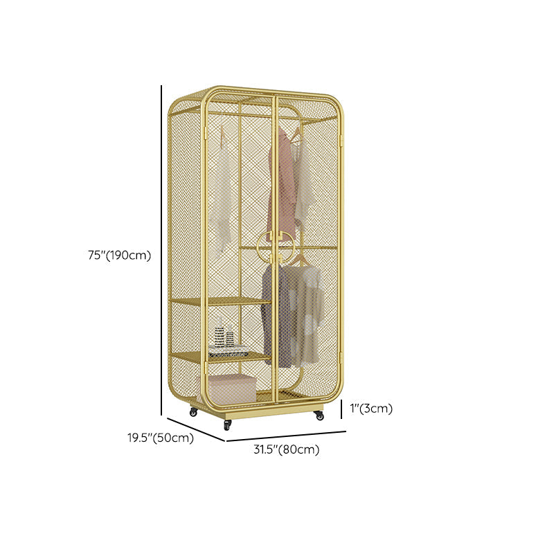 Modern Style Wardrobe Closet Metal Wardrobe Cabinet for Bedroom Clearhalo 'Armoires & Wardrobes' 'armoires_wardrobes' 'Bedroom Furniture' 'furn' 'furn_armoires_wardrobes' 'Furniture' 7061472