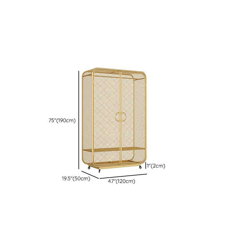 Modern Style Wardrobe Cabinet Metal Clothes Rail Wardrobe Armoire for Bedroom Clearhalo 'Armoires & Wardrobes' 'armoires_wardrobes' 'Bedroom Furniture' 'furn' 'furn_armoires_wardrobes' 'Furniture' 7061505