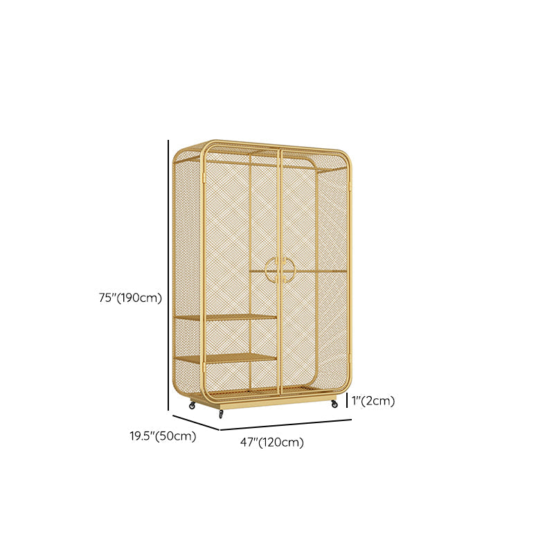 Modern Style Wardrobe Cabinet Metal Clothes Rail Wardrobe Armoire for Bedroom Clearhalo 'Armoires & Wardrobes' 'armoires_wardrobes' 'Bedroom Furniture' 'furn' 'furn_armoires_wardrobes' 'Furniture' 7061510