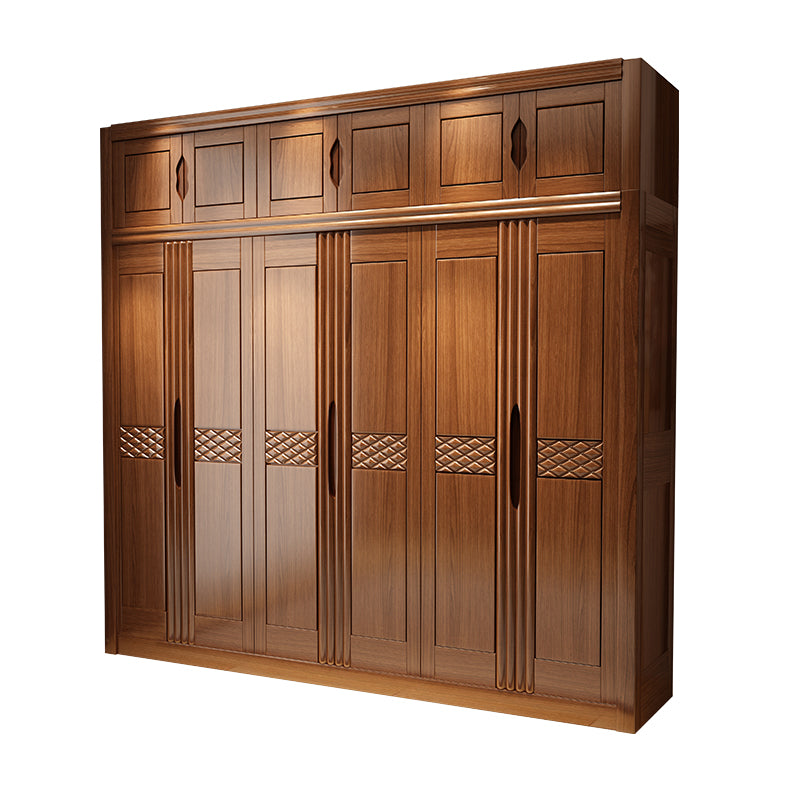French Country Style Ward Armoire Wooden Wardrobe for Bedroom Armoire with Top Cabinet 98"L x 24"W x 83"H Brown Clearhalo 'Armoires & Wardrobes' 'armoires_wardrobes' 'Bedroom Furniture' 'furn' 'furn_armoires_wardrobes' 'Furniture' 7061550