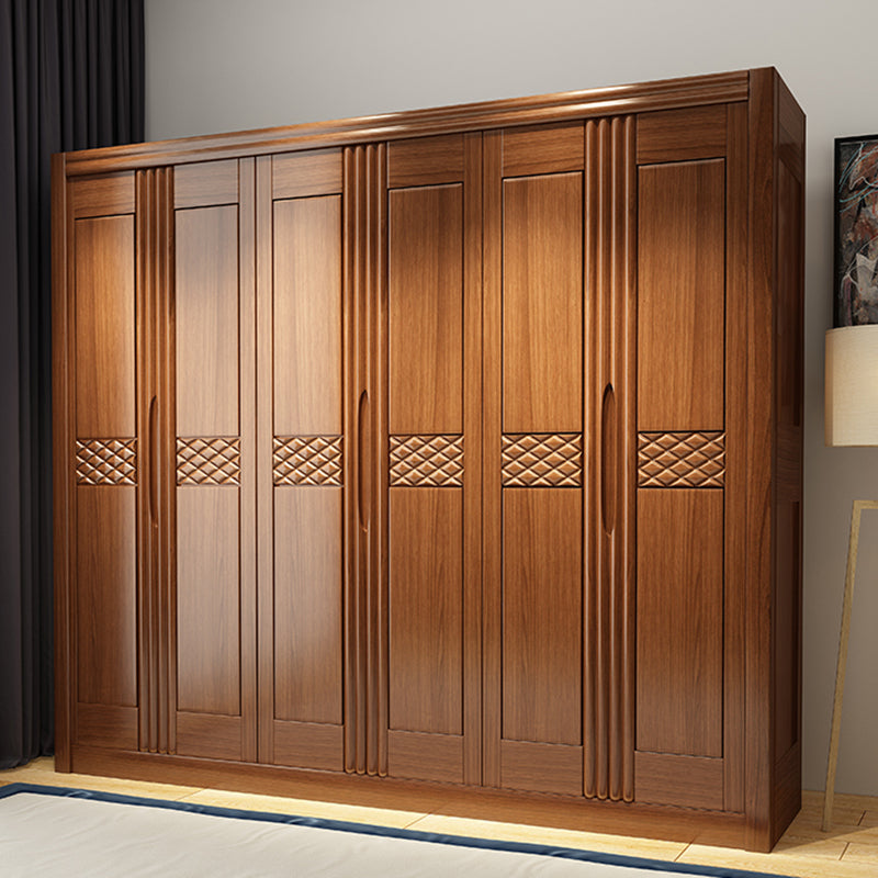 French Country Style Ward Armoire Wooden Wardrobe for Bedroom Armoire 98"L x 24"W x 83"H Brown Clearhalo 'Armoires & Wardrobes' 'armoires_wardrobes' 'Bedroom Furniture' 'furn' 'furn_armoires_wardrobes' 'Furniture' 7061562