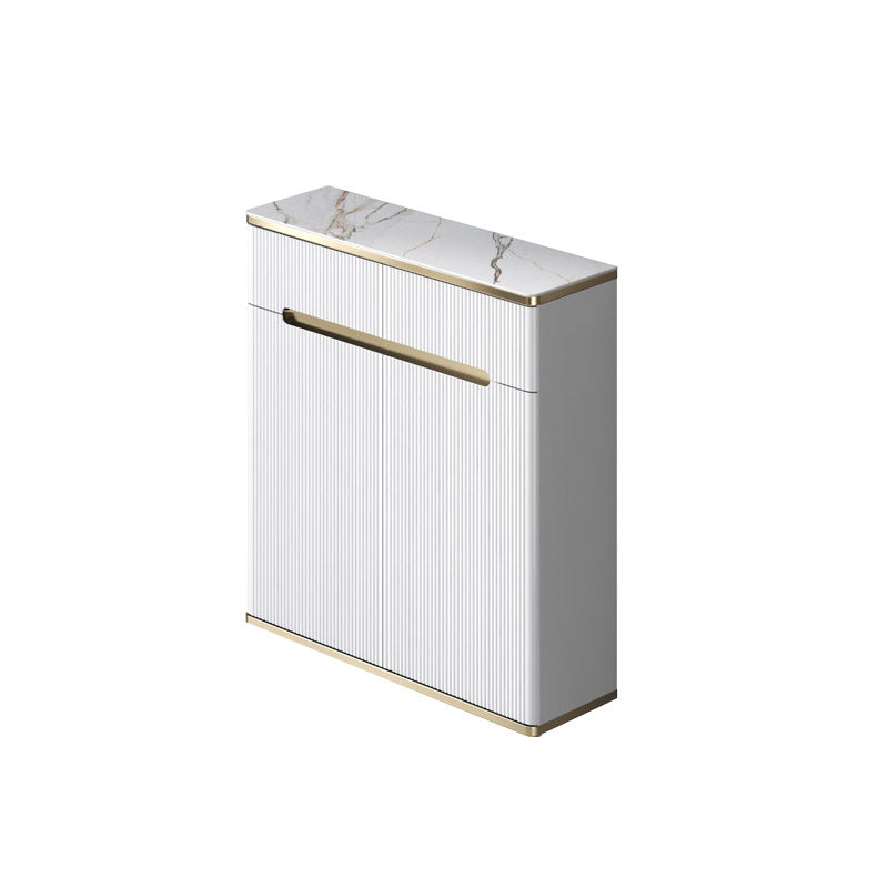 White Stone Top Sideboard Engineered Wood Side Board for Kitchen Use 31"L x 10"W x 34"H White Clearhalo 'buffet_sideboard' 'Buffets & Sideboards' 'furn' 'furn_buffet_sideboard' 'Furniture' 'Kitchen & Dining Furniture' 7061606