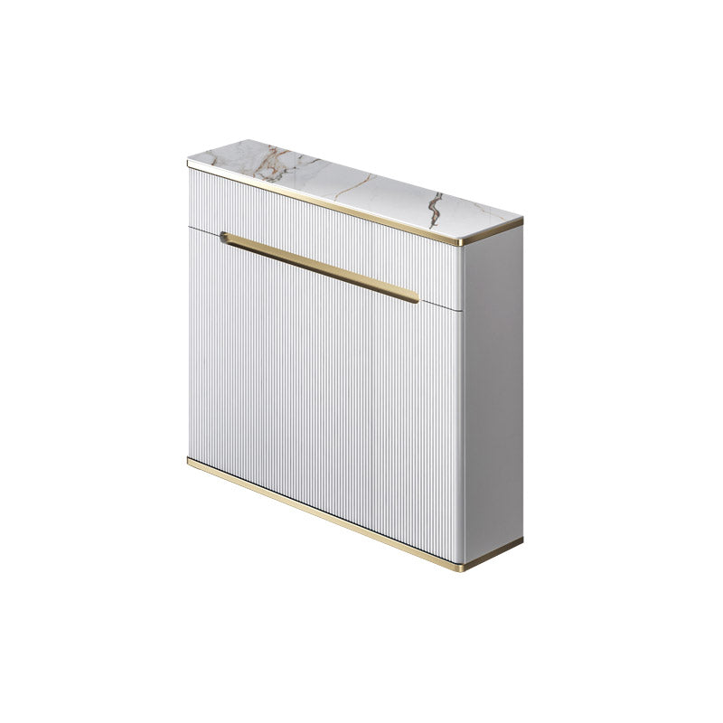 White Stone Top Sideboard Engineered Wood Side Board for Kitchen Use 47"L x 10"W x 34"H White Clearhalo 'buffet_sideboard' 'Buffets & Sideboards' 'furn' 'furn_buffet_sideboard' 'Furniture' 'Kitchen & Dining Furniture' 7061610