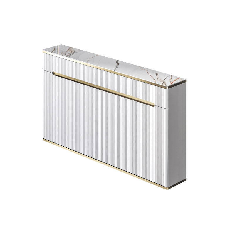 White Stone Top Sideboard Engineered Wood Side Board for Kitchen Use 59"L x 10"W x 34"H White Clearhalo 'buffet_sideboard' 'Buffets & Sideboards' 'furn' 'furn_buffet_sideboard' 'Furniture' 'Kitchen & Dining Furniture' 7061613