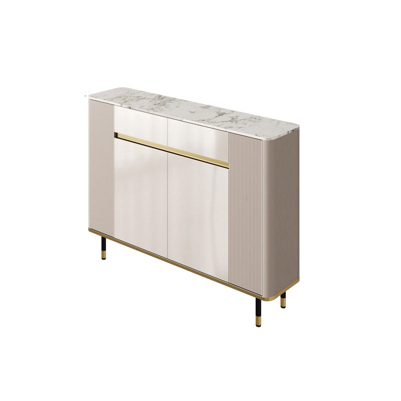 White Stone Top Sideboard Engineered Wood Side Board for Kitchen Use 47"L x 12"W x 35"H Grey Clearhalo 'buffet_sideboard' 'Buffets & Sideboards' 'furn' 'furn_buffet_sideboard' 'Furniture' 'Kitchen & Dining Furniture' 7061614