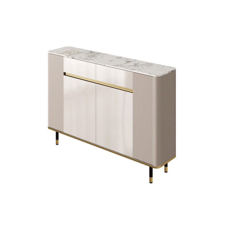 White Stone Top Sideboard Engineered Wood Side Board for Kitchen Use 55"L x 12"W x 35"H Grey Clearhalo 'buffet_sideboard' 'Buffets & Sideboards' 'furn' 'furn_buffet_sideboard' 'Furniture' 'Kitchen & Dining Furniture' 7061616