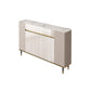 White Stone Top Sideboard Engineered Wood Side Board for Kitchen Use 63"L x 12"W x 35"H Grey Clearhalo 'buffet_sideboard' 'Buffets & Sideboards' 'furn' 'furn_buffet_sideboard' 'Furniture' 'Kitchen & Dining Furniture' 7061618