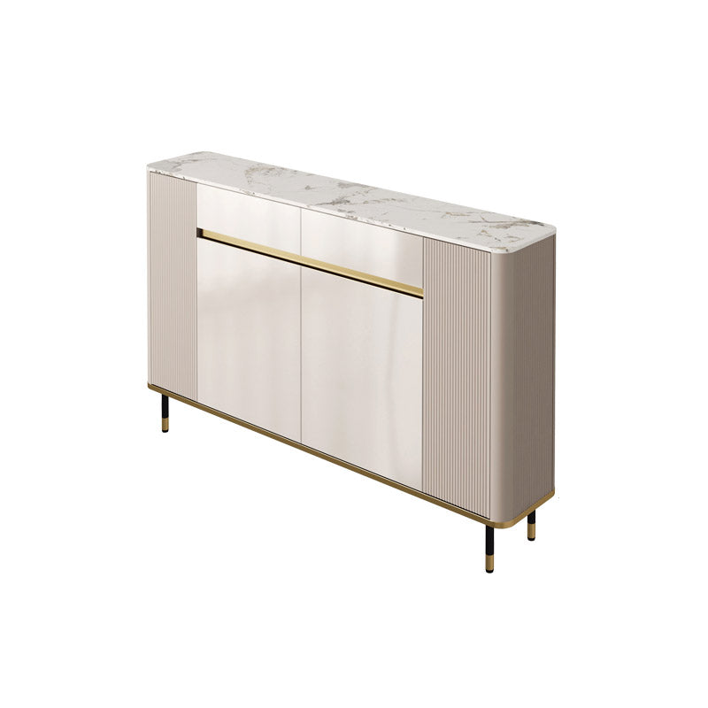 White Stone Top Sideboard Engineered Wood Side Board for Kitchen Use 63"L x 12"W x 35"H Grey Clearhalo 'buffet_sideboard' 'Buffets & Sideboards' 'furn' 'furn_buffet_sideboard' 'Furniture' 'Kitchen & Dining Furniture' 7061618