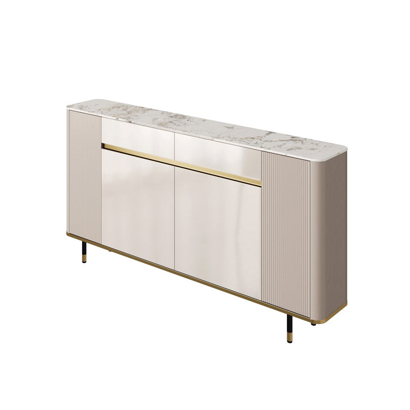 White Stone Top Sideboard Engineered Wood Side Board for Kitchen Use 71"L x 12"W x 35"H Grey Clearhalo 'buffet_sideboard' 'Buffets & Sideboards' 'furn' 'furn_buffet_sideboard' 'Furniture' 'Kitchen & Dining Furniture' 7061620