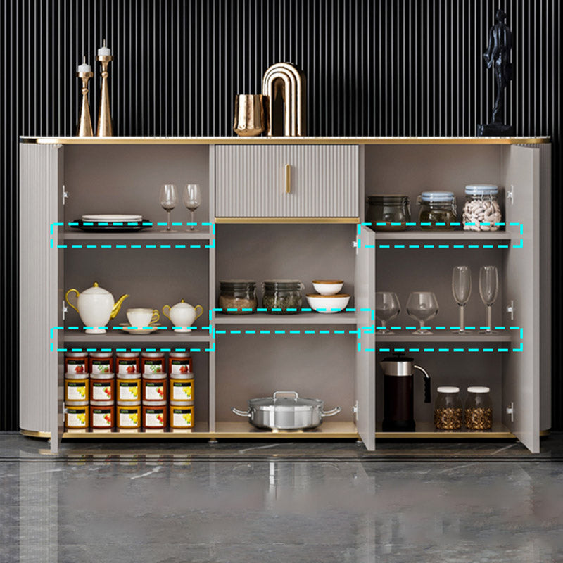 White Stone Top Sideboard Engineered Wood Side Board for Kitchen Use Clearhalo 'buffet_sideboard' 'Buffets & Sideboards' 'furn' 'furn_buffet_sideboard' 'Furniture' 'Kitchen & Dining Furniture' 7061622