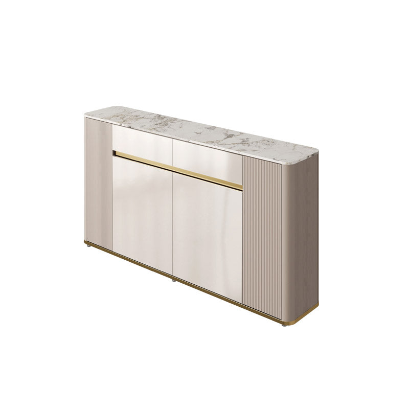 White Stone Top Sideboard Engineered Wood Side Board for Kitchen Use 63"L x 12"W x 30"H Grey Clearhalo 'buffet_sideboard' 'Buffets & Sideboards' 'furn' 'furn_buffet_sideboard' 'Furniture' 'Kitchen & Dining Furniture' 7061631