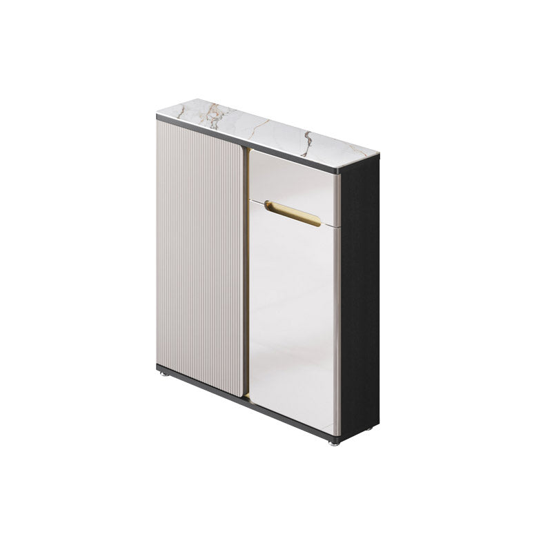 White Stone Top Sideboard Engineered Wood Side Board for Kitchen Use 31"L x 10"W x 34"H Gray Black Clearhalo 'buffet_sideboard' 'Buffets & Sideboards' 'furn' 'furn_buffet_sideboard' 'Furniture' 'Kitchen & Dining Furniture' 7061633